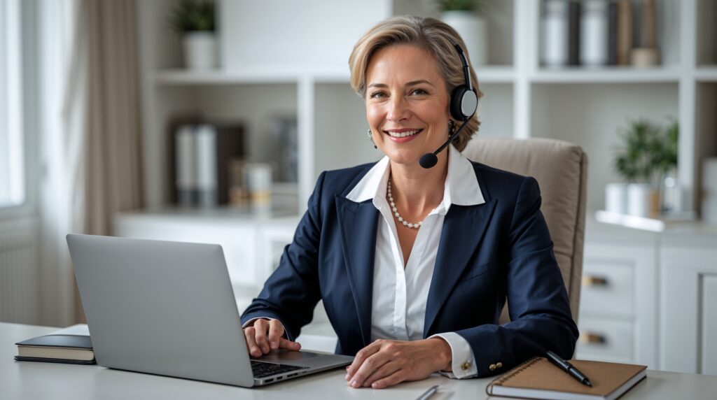 Professional virtual interview setup for Amazon work from home job application