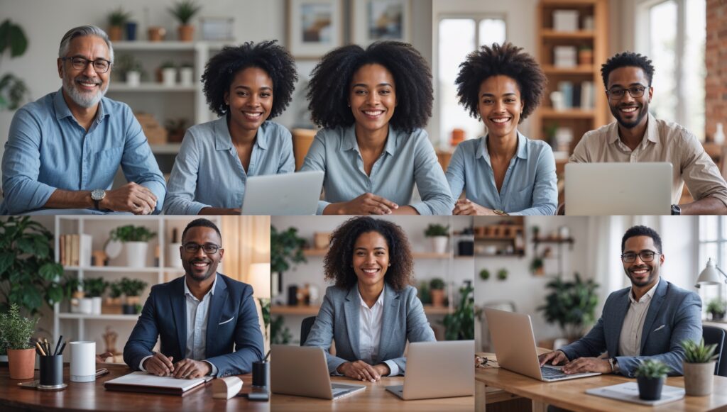 Successful Amazon work from home employees in their home offices